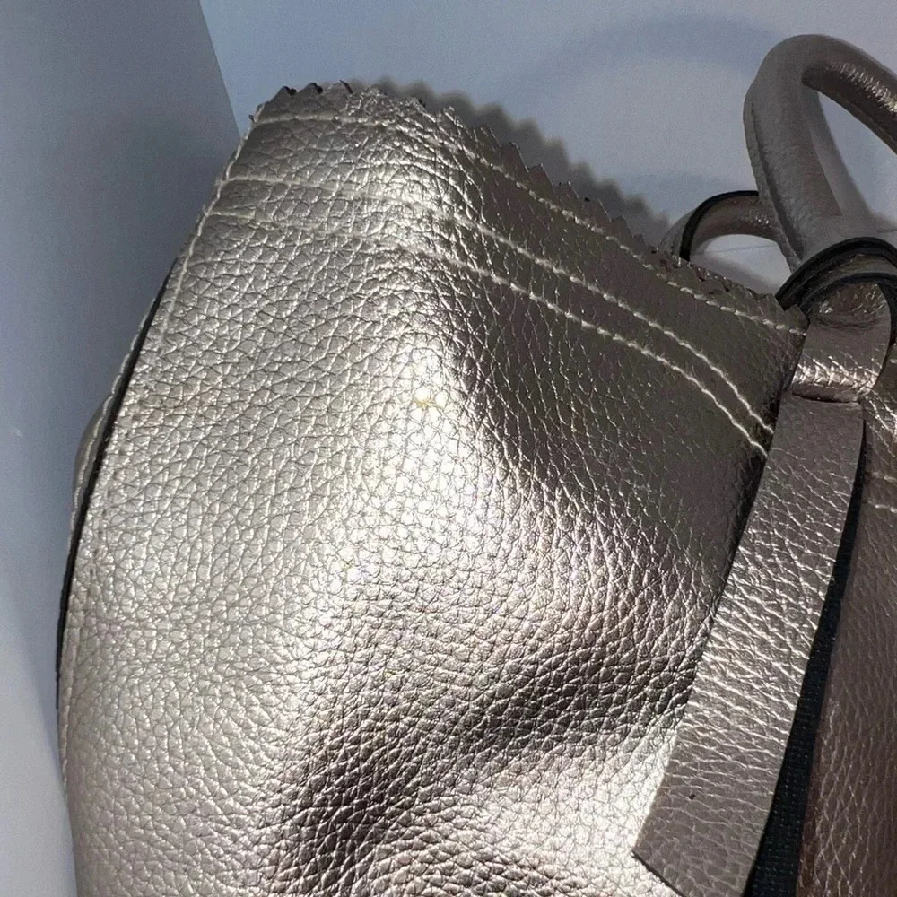 Victoria’s Secret, all gold pebble finish lined satchel w/ gold top zip closure‎